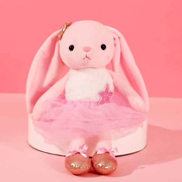 Ballerina Dolls Plush Bunny Rabbit, Soft Toys for Girls, Ballet Dance Recital Gift, Pink 15.5 Inches