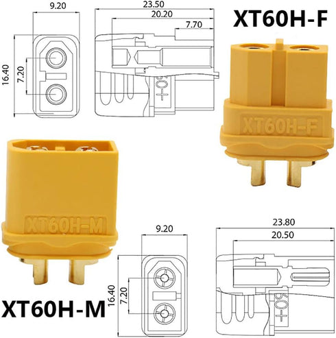 12 Pair XT60H Male Female Bullet Connectors - Power Plugs with Sheath for Lipo Battery RC Planes and Cars