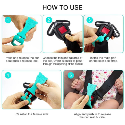 Unbuckle Release Assistant Tool for Easy Unbuckling, Perfect for School Drop-Offs and Travel (Black-Grey, REDESIGNED)