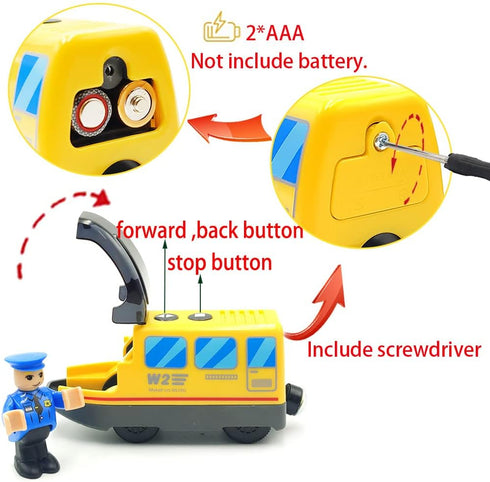 DSHMIXIA Set 3 4 5 Battery Operated Train for Wooden Train Track Toys for Year Old Boys Kids Action Locomotive Train