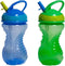 Nuby 2 Count Flip and Tip Hard Straw Cup, 10 Ounce in Blue/Green for Kids