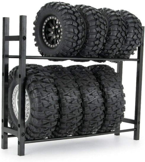 RC Car Alloy Tire Rack for 1.9'' 2.2" Tire Wheel Rim SCX10 D90 CC01 TRX4 RC Crawler (Black)