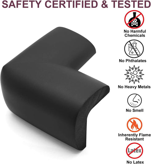 Baby Proofing Edge Corner Protector - 20.5 ft (18.1ft Edge + 8 Corners) Heavy-Duty Black Foam Guard