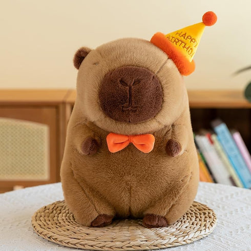 Cute Birthday Capybara Plush - 12 Inch Kawaii Stuffed Animal Toy for Kids Birthday Gifts and Party Decoration