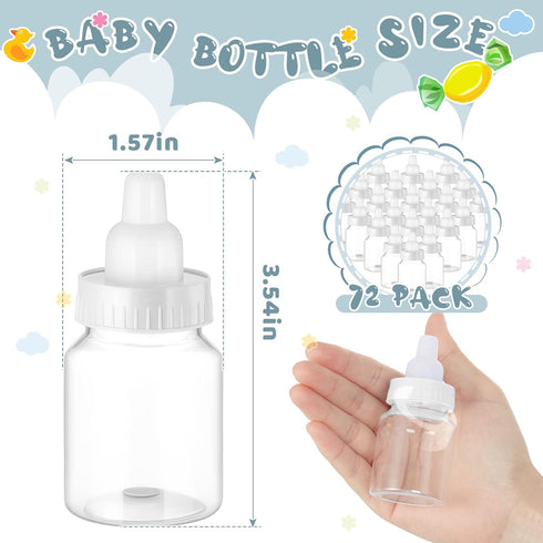 72 3.5 Inch Tessco for you Pcs Baby Bottles for Baby Shower Mini Plastic Bottle Party Favor Clear Candy Box for Guests
