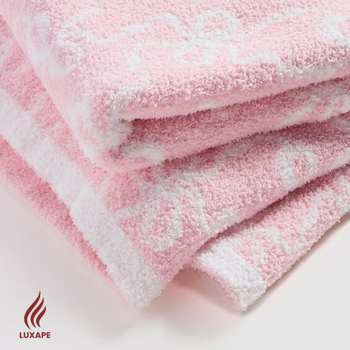 Cozy 50x60 Bow Blanket Pink Bows Soft Throw Blanket Reversible Premium Fabric for Best Comfort