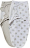 Baby Swaddle Blanket, 2 Pack Newborn Swaddles 0-3 Months, Easy Change Infant Wrap, Adjustable Swaddle Sack (Brown Stars)