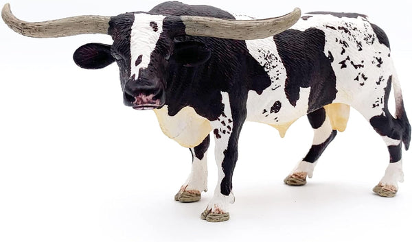 Gemini&Genius Longhorn Cow Action Figure, Hand Painted 6 Inches, Realistic Farm Animal Toy for Children
