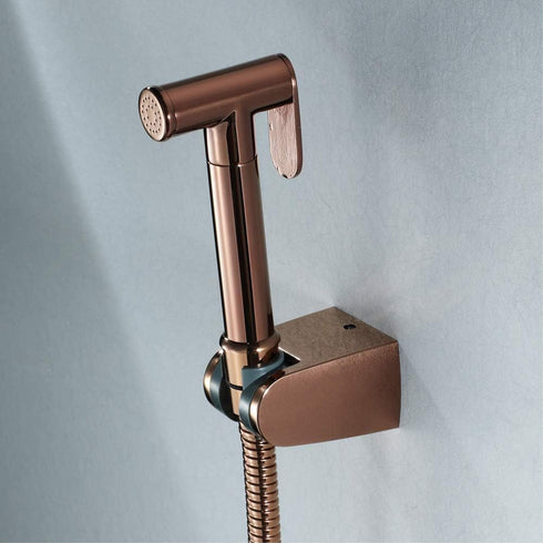 FINLIX Set Handheld Bidet Sprayer for Toilet Cloth Diaper Sprayer Brass Rose Gold Portable Cloth Diaper Wash Shower