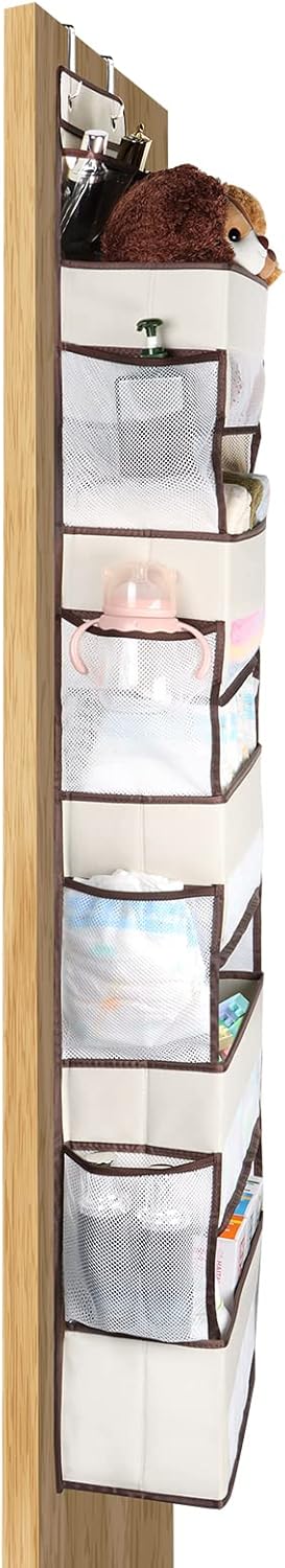 Univivi Over The Door Organizer, Wall Mount Hanging Organizer with Large Compartments and Mesh Side Pockets