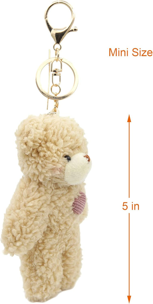 Zitokin 5" Inch Backpack Bear Plush Keychain Toys for Kids with Purple Heart Stuffed Teddy Plushie Purse Pendant Gift