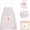 Kid Apron and Chef Hat Set, 3 Pcs Cooking Baking Kits for Girls Boys, Role Play Chef Toy Gift (Pink)