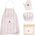 Kid Apron and Chef Hat Set, 3 Pcs Cooking Baking Kits for Girls Boys, Role Play Chef Toy Gift (Pink)