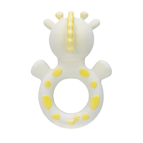 100% 3+ Nuby Giraffe Teether for Infants - Natural Rubber Baby Teething Toy - Easy-Grip and Multi-Textured Surfaces