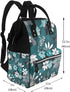 HCBPWVQA Backpack Daypacks Backpack Mommy Teal Grey and White Floral Diaper Bag with Changing Pad and Pacifier Holder
