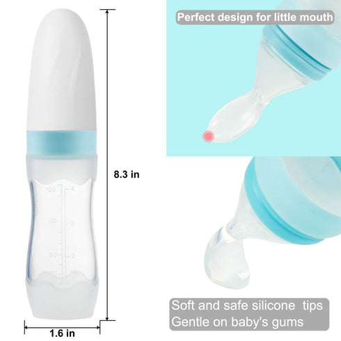 PandaEar (2 Pack) Silicone Baby Food Dispensing Spoon, 4 oz Infant Fruit Squeeze Feeder for Travel Friendly Use