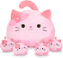 5 PCS Pink Sakura Cat Plush Stuffed Animal Family-19" Soft Pink Sakura