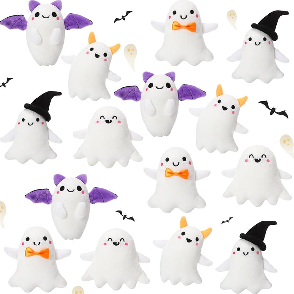 Aoriher 15 Pcs Mini Stuffed Animals, Halloween Plush Toys Small Devil Ghost Keychain for Party Favors
