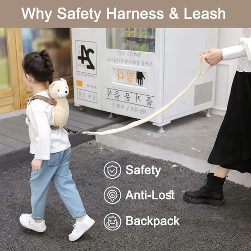 New Berhapy 3 in 1 Bear Toddler Safety Harness Backpack, Children's Walking Leash Strap for Boys and Girls