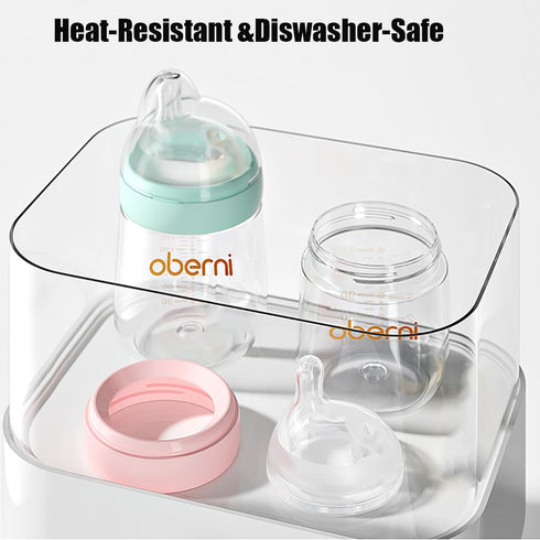 0+ 150ml/5oz/Blue/3Pack Oberni Baby Bottles with Slow Off-Centered Nipple for Months, Anti Colic Newborn Milk Feeding