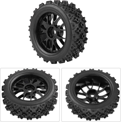 4PCS Replacement Tires for RC 1:10 Car, Racing Off Road Vehicle Rubber Tyre Wheel Rim