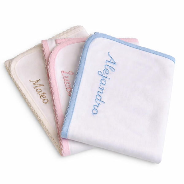 Personalized Baby Cloth Diaper with Embroidered Name White Cotton Diaper with Piqu
