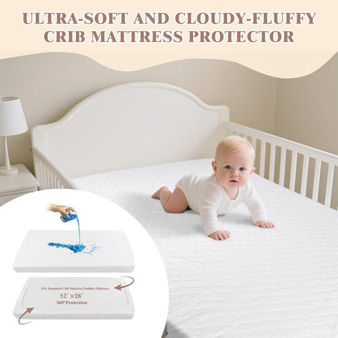Poyday 2 1 54 28 Inch Baby Crib Sheets Cotton Muslin: Crib Sheets Neutral and Waterproof Baby Mattress Protector Cover