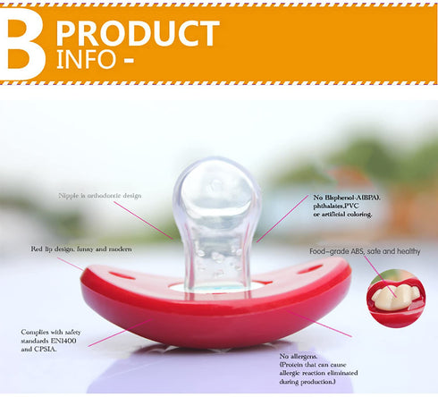 Sdetrcq (3pcs-B) Funny Pacifier for Baby, Buck Tooth Pacifier Fake Big Teeth Soft Pacifiers with Teeth Food Grade