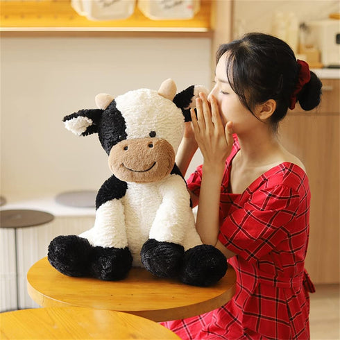 Cute Cattle Plush Toy, Cow Year Stuffed Animals Soft Doll for Kids, Birthday Gift (Black and White, 50cm/19inch)