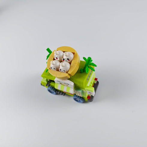 Jollcnoia Set Asian Food Truck Mini Gourmet Travel RV Car Micro Building Toy Little Cute Truck Mobile Van Stand Fun