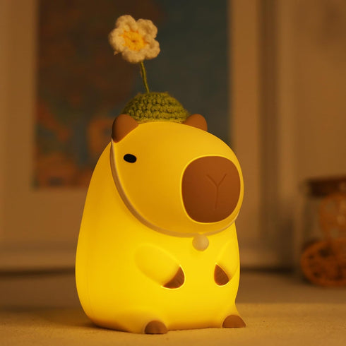 Attivolife Capybara Night Light for Kids - Cute Animal Soft Silicone LED Lamp, Dimmable Timer, Portable Rechargeable