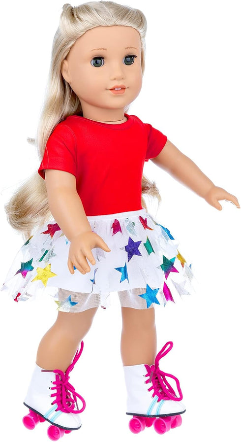 18 Inch Doll Accessories, 7PC Travel Skating Sport Play Set for 18 inch Girl Doll Outdoor Sport (Doll Not Included)