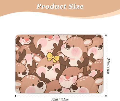 siphylline 52" 34" Cute Cartoon Elk Brown Extra Large Resuable Changing Pad Covers Soft Absorbent Potty Training Pads