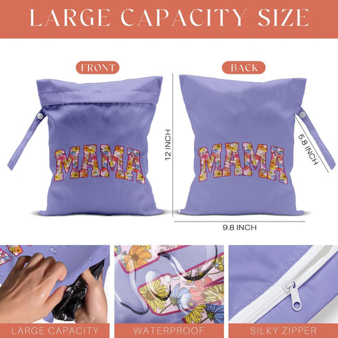 VBCVBGFH 4 Pack Gifts for New Mom, Mama New Mom Gifts Cute Wet Bag Waterproof Reusable Wet Dry Bag for Swimsuit Clothes