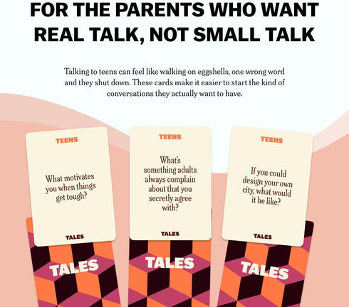 150 TALES Conversation Cards, Teens Edition, Fun Family Games for Teens, Perfect for Dinners, Road Trips, Classrooms