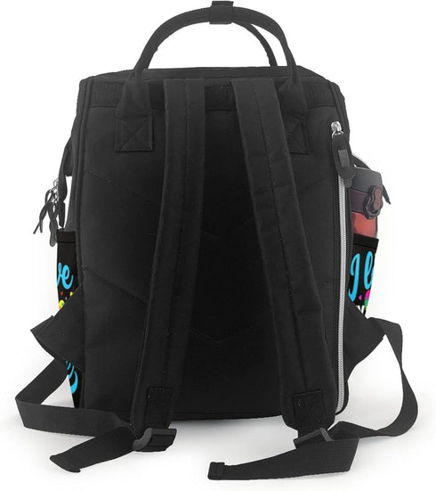 Qewfoju Backpack Backpack I Love My Autism Print Diaper Bag Large Capacity Diaper Baby Changing Bags