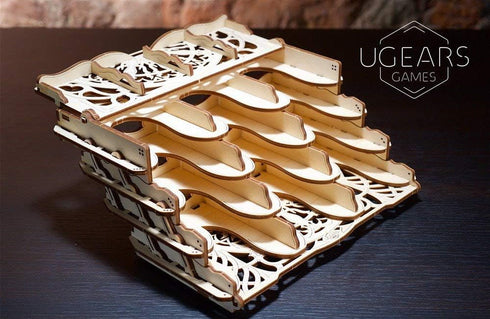 UGears 3D Puzzle Wooden Card Holder for 12 Sets of Playing Cards - Unique Mechanical Devices for Board Games