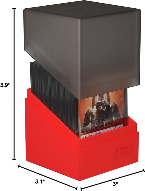 Ultimate Guard Boulder Synergy 100+ - Deck Case for 100 Double-Sleeved TCG Cards, Black/Red, Durable Storage