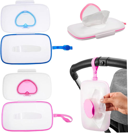 Pineeseatile 2PCS Wet Wipes Dispenser Box, Waterproof Refillable Plastic Baby Wipes Dispenser with Sealing Lids