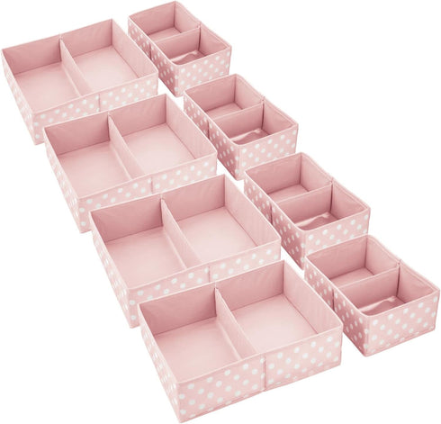 Closet, Set 2, 4 Pack, mDesign Fabric Drawer Organizer Bins, Kids/Baby Nursery Dresser, Shelf, Playroom Organization