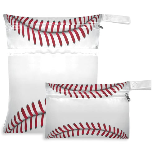visesunny Baseball Sport 2Pcs Wet Bag with Zippered Pockets Washable Reusable Roomy for