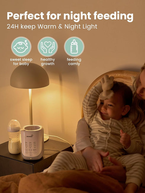 Grownsy Nutri Bottle Warmer with Innovative Auto-Lift Feature, Retain Fullest Nutrients Compact Baby Bottle Warmer