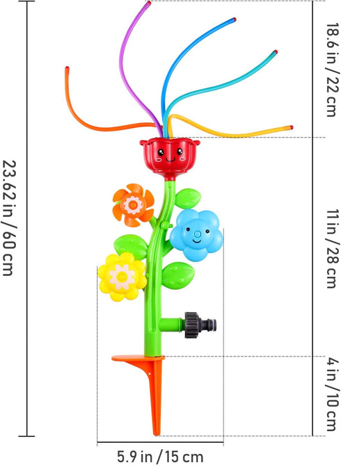 Outdoor Water Spray Sprinkler, Backyard Spinning Flower Toy for Fun Outdoor Play