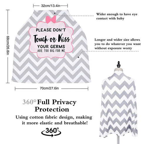 Metplus No Touch Sign Car Seat Cover for Babies, Mom Nursing Covers Breastfeeding Scarf, Multi Use Infant Carseat
