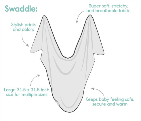 Lars & Lola Cozy 31.5 31.5 inches Baby Swaddle Blanket for Baby Boy or Girl Unisex Wrap Soft Baby Essentials x Mint