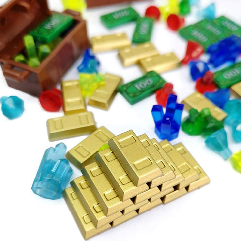 ZHX Treasure Accessories Building Blocks Set for Kids, Jewel Chest, Gems, Crystals, $100 Cash Toy