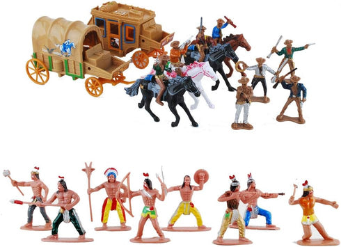 NWFashion 55PCS/Set West Cowboys American Indians Plastic Figure Toys Playset Accessories