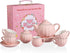 Sweejar Porcelain Tea Set for Little Girls - Kitchen Toys Tea Party Set for Kids, Includes Teapot, Cup & Saucer Set of