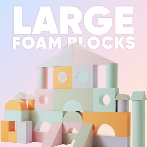 Set 34 3-5 of Jumbo Large Foam Blocks for Toddlers - Stacking Soft Blocks for Kids with Shapes & Colors Learning