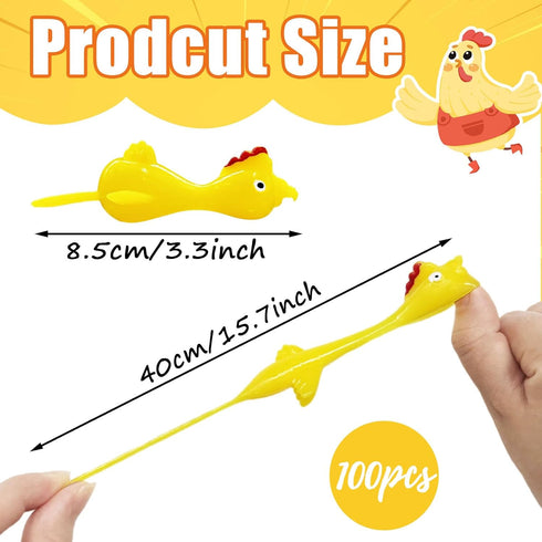 100Pack Finger Slingshot Chicken Rubber,Flick Stretchable Chicken Toys,Funny Stretchy Prank Gag Toys for Christmas